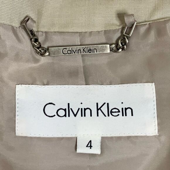 Calvin Klein Khaki Skirt Suit Nehru Collar SZ 4 - Picture 15 of 15